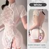 Sexy Lace Slit See through Cheongsam Uniform Pure Desire Temptation Erotic Underwear Passion Non Stripping Sleepwear Set