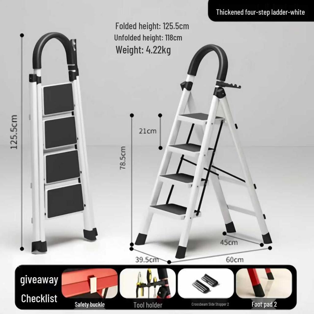 Housewarming Joy Portable Folding A-frame Ladder, Carbon Steel, 4-5 Steps
