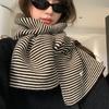 Classic Versatile Striped Knitted Scarf for Women In Autumn and Winter High End Fashionable Warm Scarf for Couples   Trendy