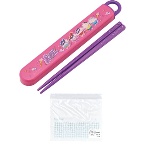Crayon Shin-chan Chopstick Set, Bento Chopstick Case, Chopstick Case, 16.5cm, Slide-out Type, Made in Japan, Dishwasher Safe, Antibacterial, 25-Piece