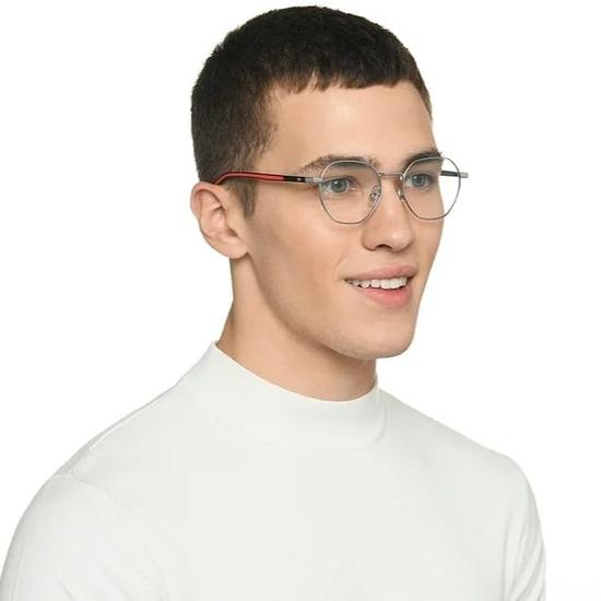 LENSKART BLU | Počítačové okuliare bez dioptrií | Proti oslneniu, Ľahké | Špecifikácie s UV ochranou | Plný rám, šesťuholníkový | Unisex | Malé | LB E16383