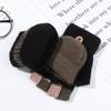 Children Flipped Cover Knitted Glove Winter Warm Mittens Half-finger Gloves Thickening Gloves