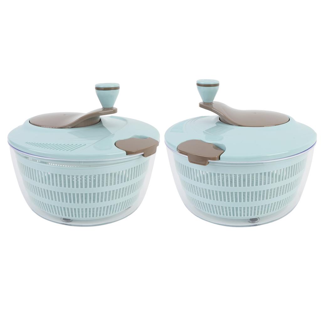 4L Fruit and Vegetable Washer Salad Drier Hand Crank Vegetable Dryer with Dual Drainage Holes for Kitchen