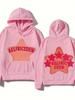 American Style Hoodie Pink Star Letter Print 100% Polyester Loose Fit Casual Pullover Machine Washable Autumn Winter Fashion