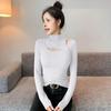 Women's Black Ribbed Slimming Semi-High Neck Knitted Top - Long Sleeve Autumn/Winter Fashion