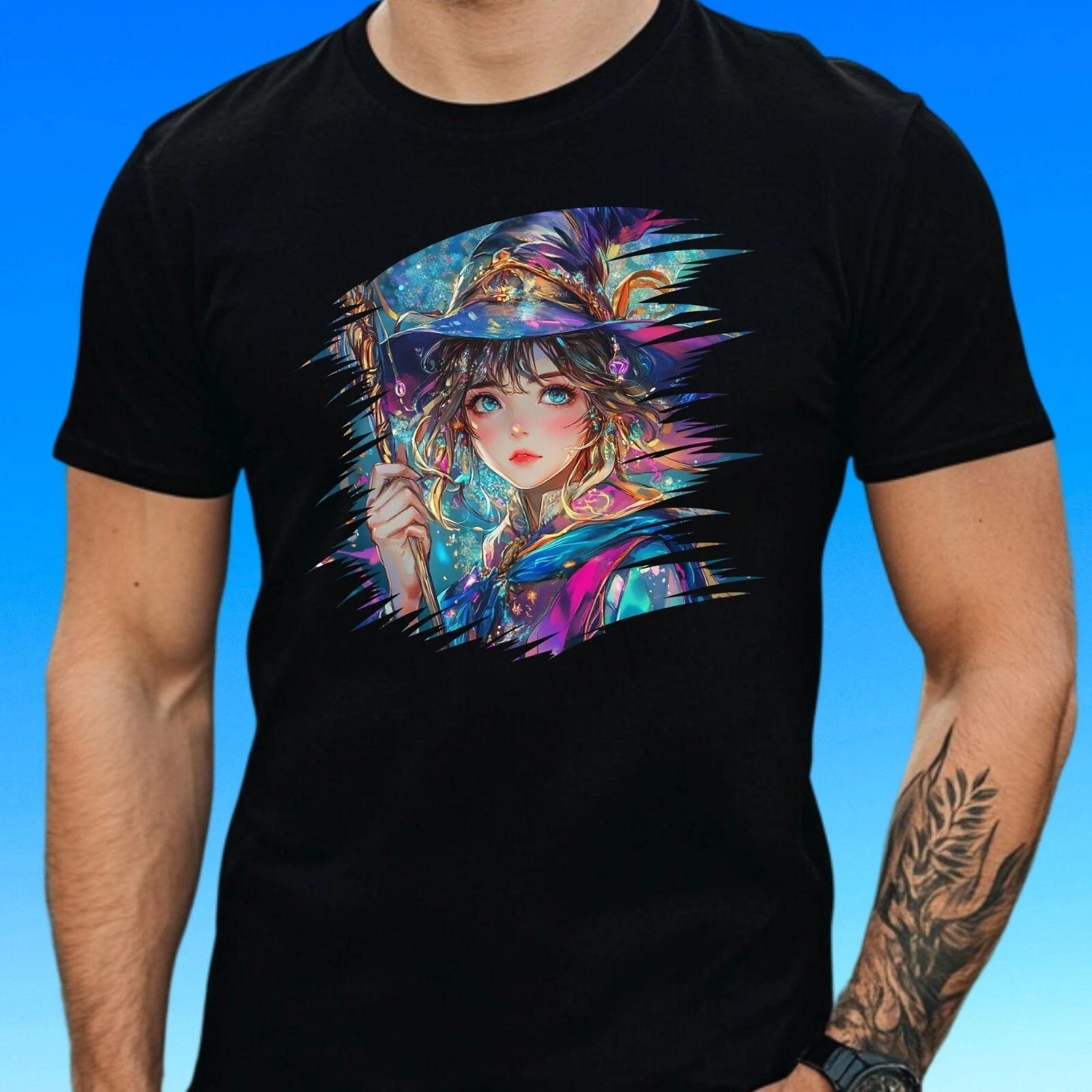 T-Shirt Herren Zauberer Anime Mädchen Motiv Baumwolle Größe S bis 5XL XXXL