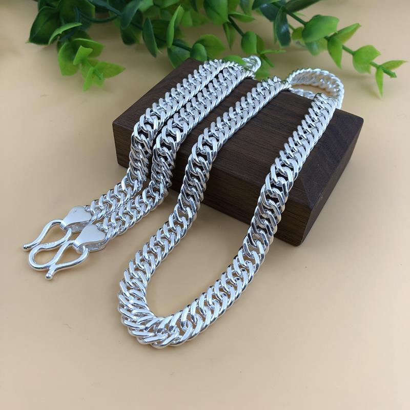 Buyee 925 Sterling Silver Male Big Necklace Chain Light Smooth Wide Chain Necklace for Man Boy Excellent Jewelry Chain