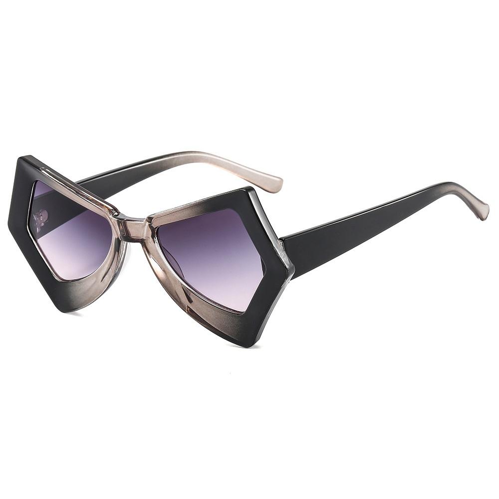 Fashionable Irregular Square Sunglasses Female Male Double Color Gradient Frame Punk Cat Eye Sun Eyewear Sun Eyewear Eyewear UV Protection 400