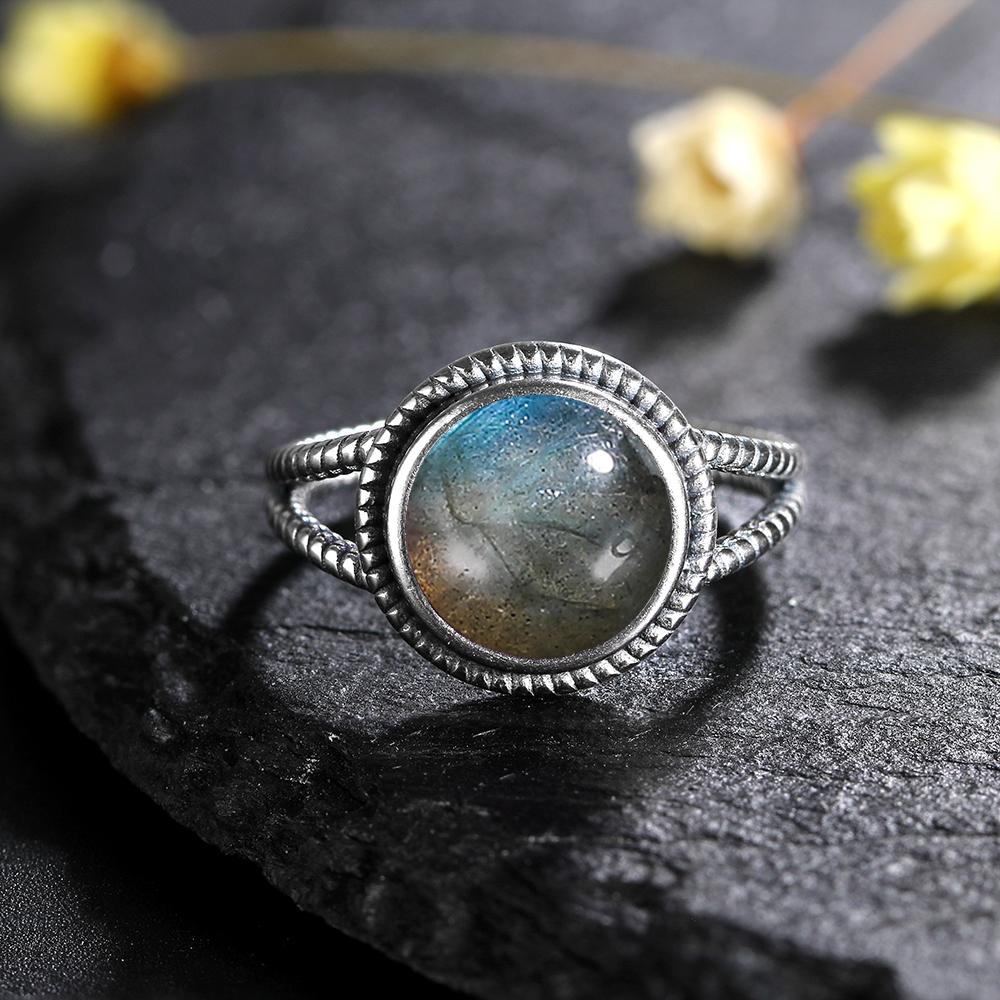 CopperRings With 10MM Round Natural Moonstones Women's Wedding Party Anniversary Fine Jewelry Ring