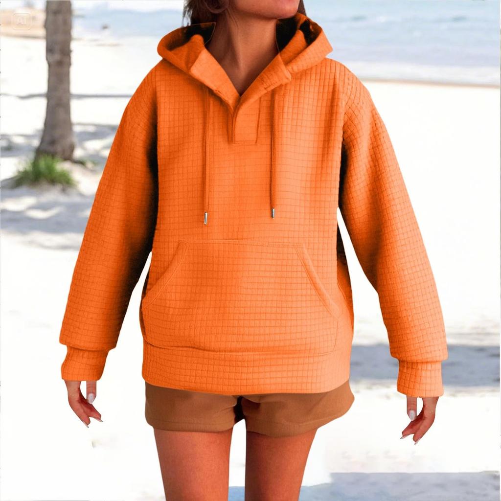 Women's Fashionable Long-sleeved Pullover And Solid-color Hooded Sweatshirt