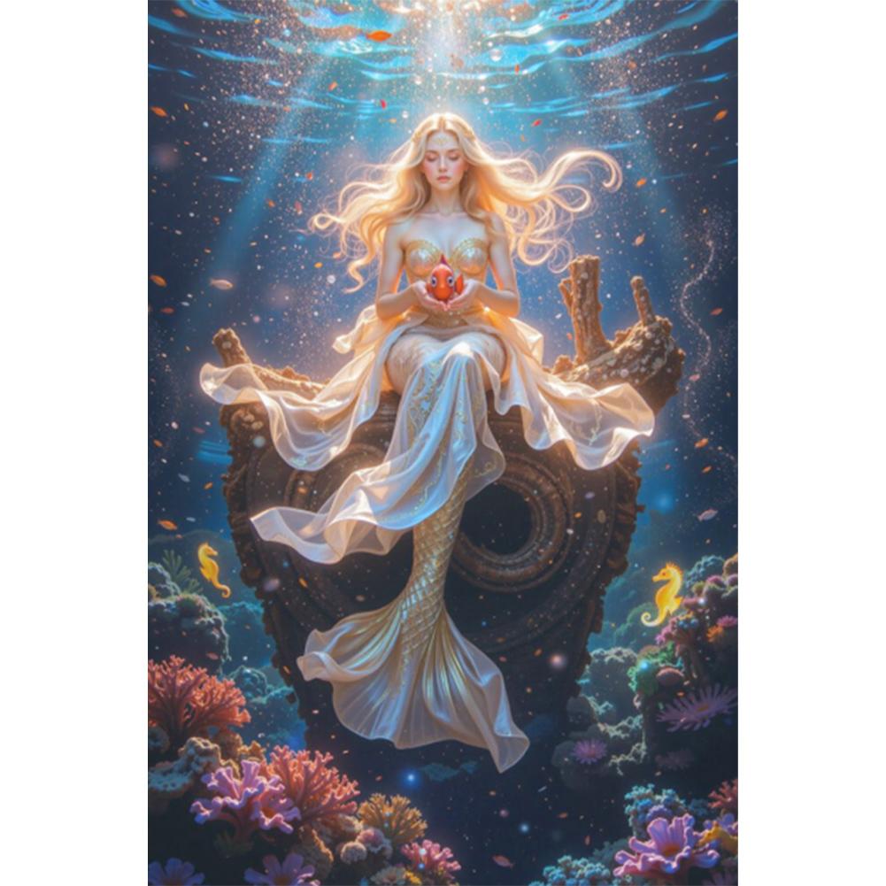 

5D DIY Full Round Drill Partial AB Diamond Painting Mermaid Kit Art Decor45x55cm China Mainland