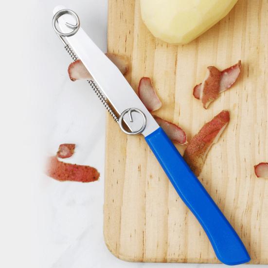 2Pcs Fruit Cutter Efficient Spring Design Adjustable Cutting Thickness Fruit Peeler Stainless Steel Potato Peeler Ergonomic Handle