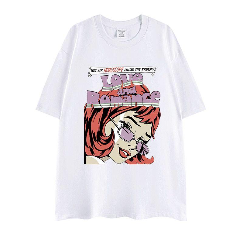 

Retro Comic Character Fun Vintage Pure Cotton Short-sleeved T-shirt, Casual, Loose and Oversized Trend 4XL