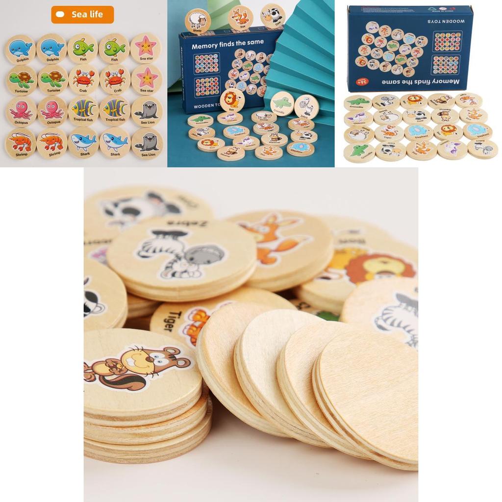 Wooden Educational Matching Puzzle For Children With Forest Animal Fruit Theme For Early Learning