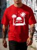 Coastal Dolphin Palm Sunset Unisexs Tee Cotton Short Sleeve Loose Summer Beach Vacation Casual Daily Male Street Tops For Adult Unisex