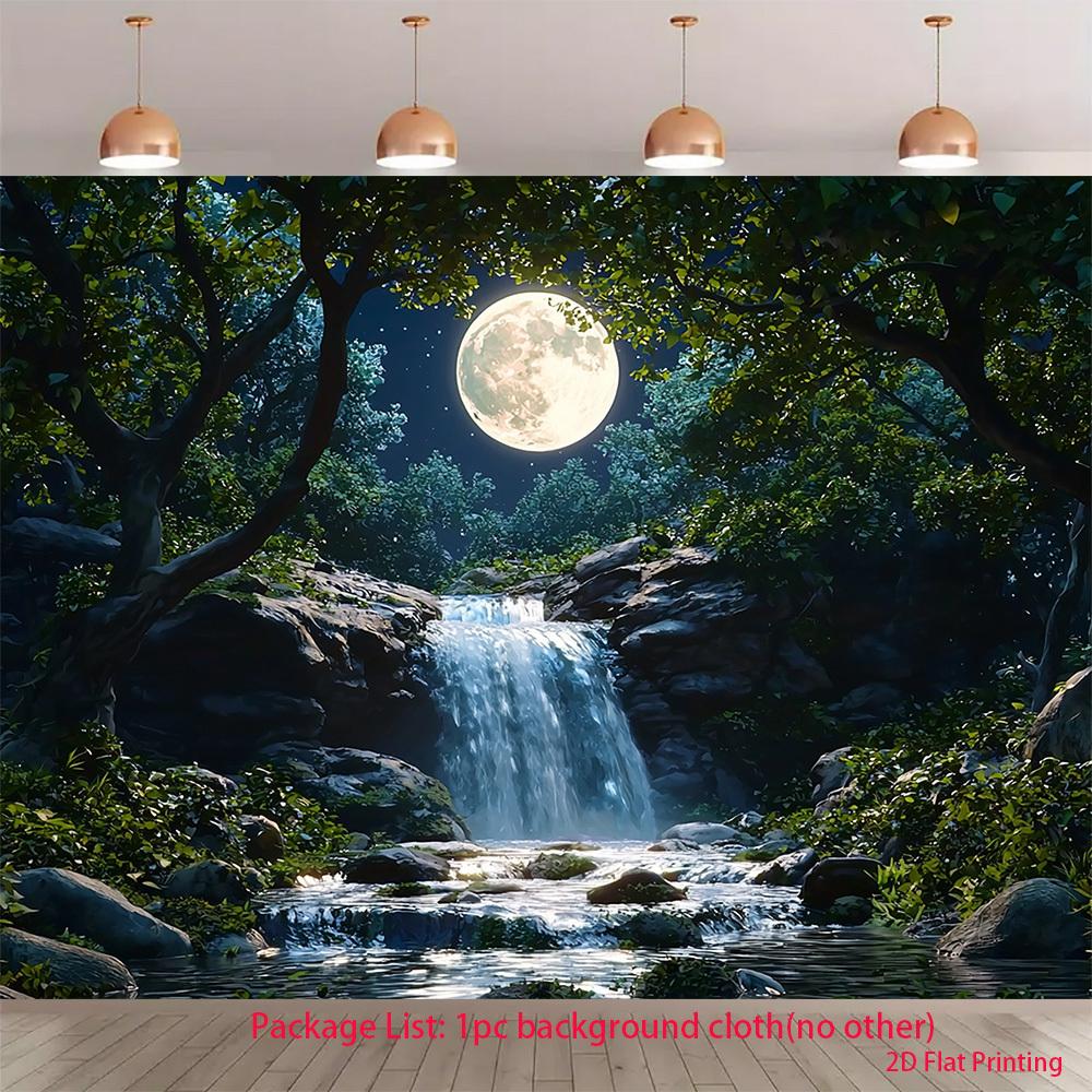 2D plane 1 piece of moonlight forest night scene theme pattern suitable for creating a rich festive atmosphere 47.2x31.5inch/120*80cm