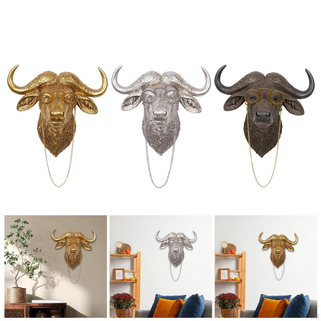 Animal Head Wall Buffalo Sculpture Decor Mount Minimalist Artistic Modern