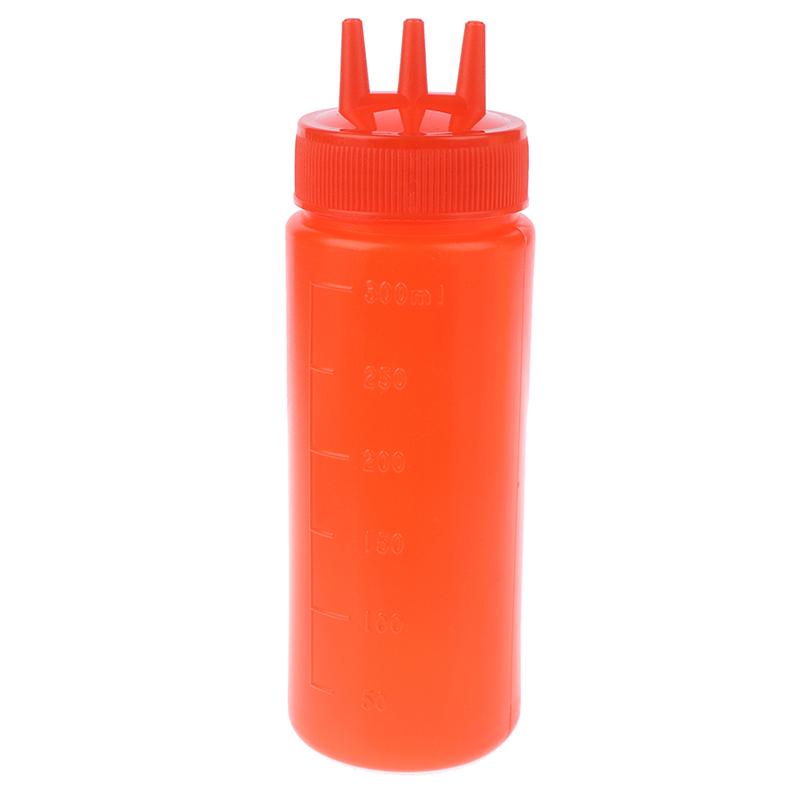 3 Hole Squeeze Bottle Sauce Vinegar Oil Ketchup Gravy Cruet Condiment Dispenser