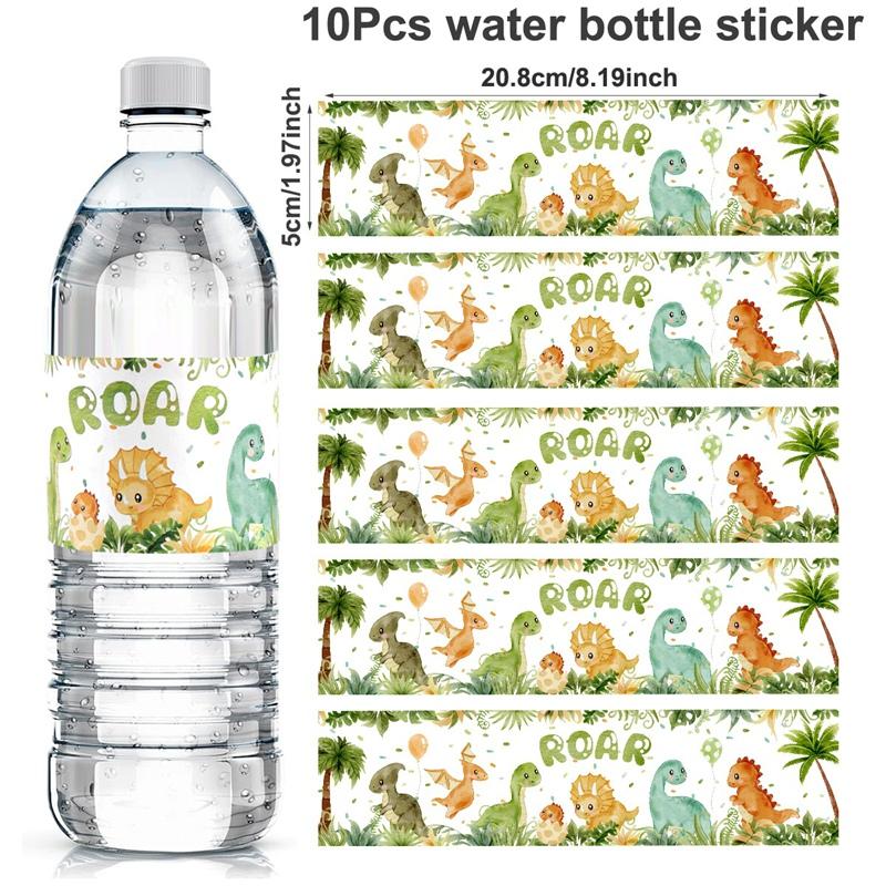 10Pcs Dinosaur Party Water Bottle Stickers Paper Label For Kids Boy Jungle Dinosaur Birthday Party Decoration Baby Shower as picture