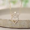 Paved Zircon Crown and Heart Necklace for Women