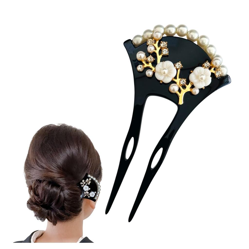 Flower Hair Pearl Hairpin for and Kimono &JuJu Ornament, Kimono, Tomesode, Yukata,