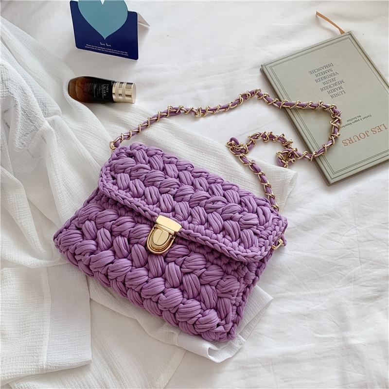 Bolsas de Mão Femininas da Moda Bolsa de Tecido Alça de Crochê Casual Ombro Transversal Clutch