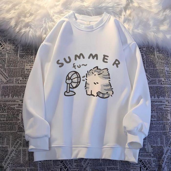 Jesień/Zima 2025 Bawełniana Bluza z Nadrukiem Kreskówkowym w Koreańskim Stylu dla Dziewczyn