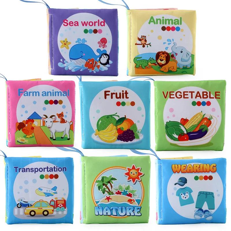 Baby-weiches Stoffbuch für Neugeborene von 0–12 Monaten, 3D-Buch, Tierfamilie, kognitives Montessori-Frühpädagogisches Spielzeug für Kinder, Geschenk