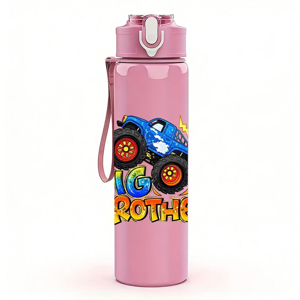 1PC Colorful Race Car Cartoon Badge Print 750ml Color Plastic Sports Water Bottle Leakproof Flip Straw Lid Suitable for Sports Office Home Use