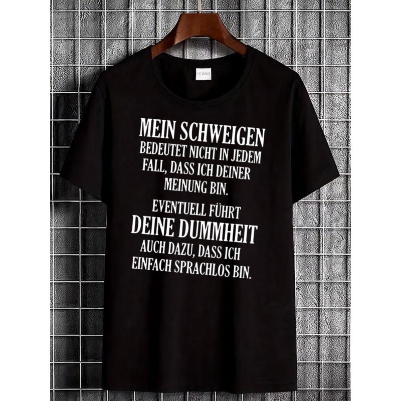 Black T Shirt with German Quote Print for Casual Wear And Statement Style