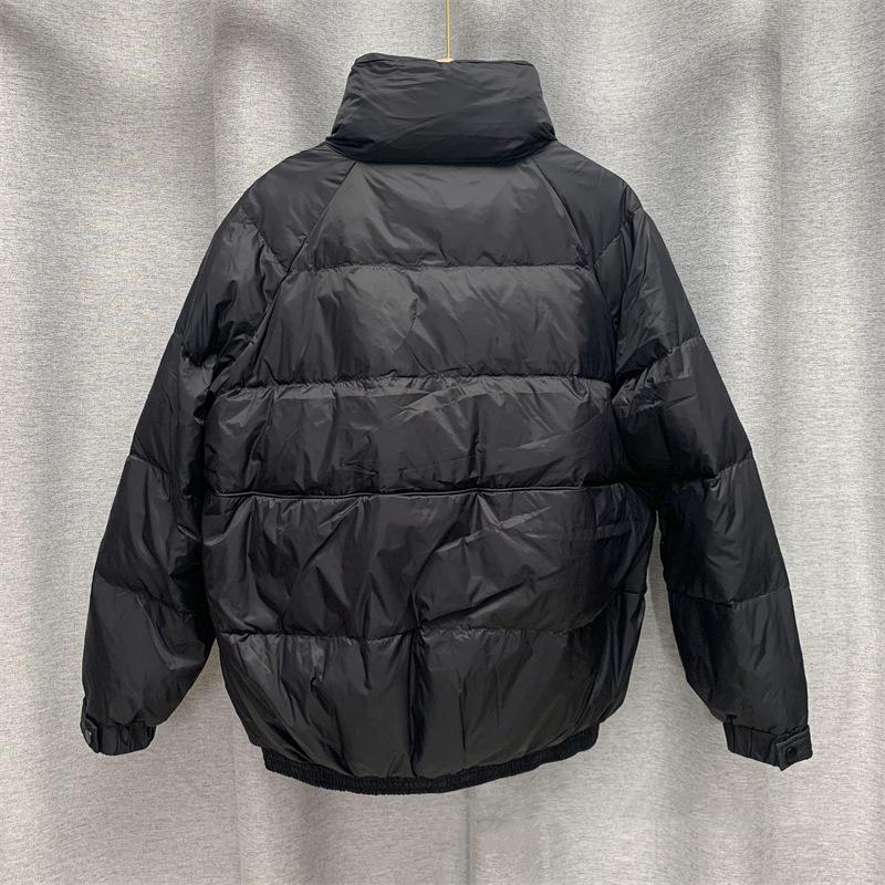 Femei, toamnă iarnă, jachetă albă din puf de rață, haină căptușită, guler scurt, mânecă completă, buzunar cu fermoar, vrac, îngroșare, culoare solidă