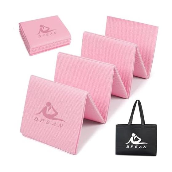 Yoga Mat Folding Training Mat Exercise Mat 6mm Portable Folding Fitness Storage Bag Included