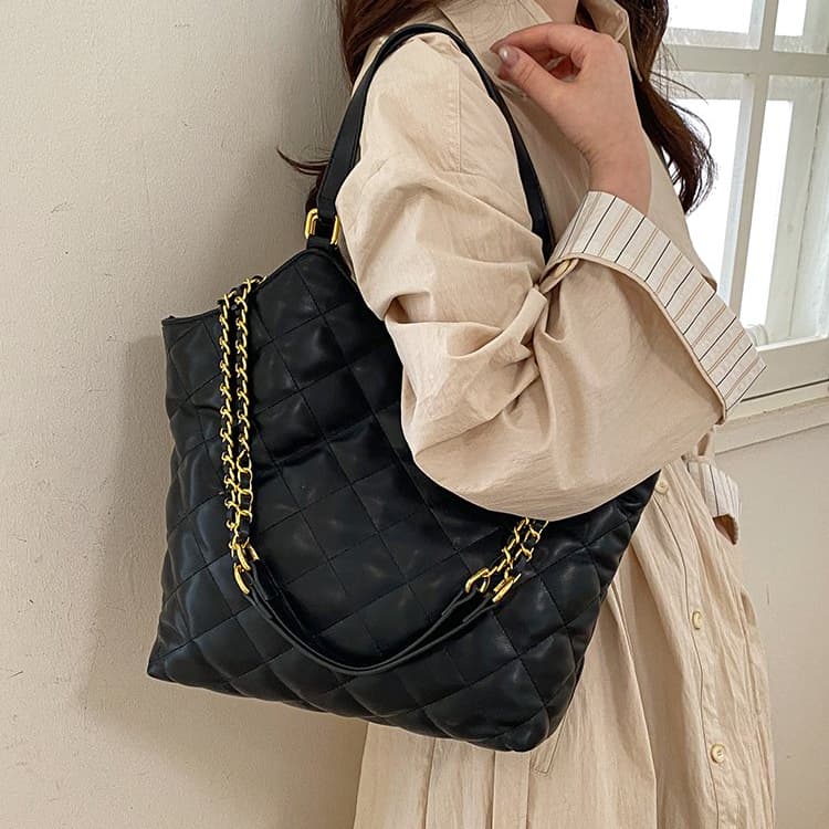 Borsa a tracolla da donna a rombi a catena, borsa a tracolla messenger