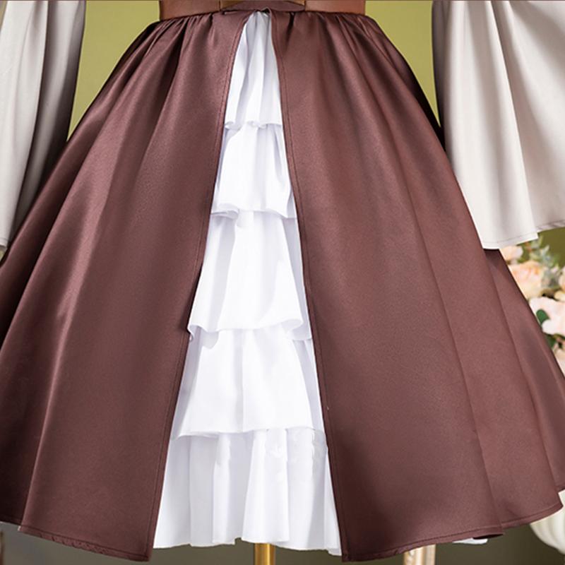 Anime Sousou No Frieren Linie Cosplay Costume Women Brown Lolita Vintage Renaissance Dress Halloween Suit With Horn