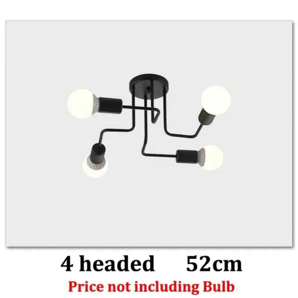 New Vintage Retro Black Iron Ceiling Chandeliers with 3 5 8 Pipes - Classic Loft Lustre for Living Dining Room Decor, Timeless E