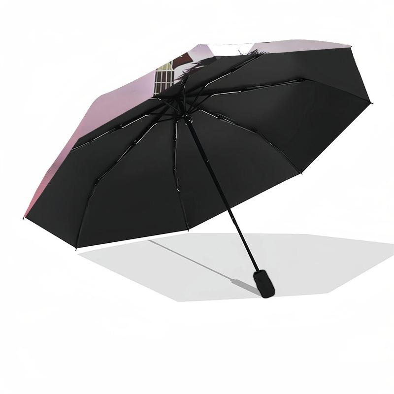 Guitarist, HeavyMetal Themed Automatic Opening and Closing Umbrella, Compact Travel Umbrella, Lightweight and Portable, Suitable for Beach C