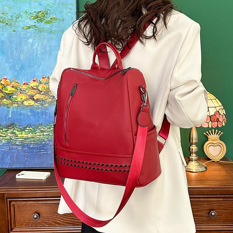 Fashion Anti-theft Shoulder Single Shoulder Backpack for Women's New Style Ins Super Hot Versatile Soft Leather Large Capacity Travel Backpack