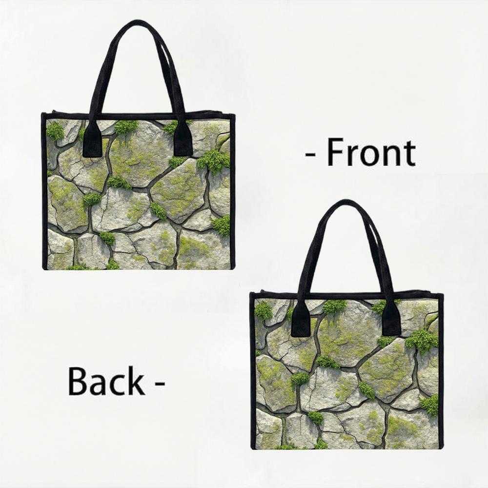 Mossy Stone Pattern Tote Bag Daily Portable Handbag