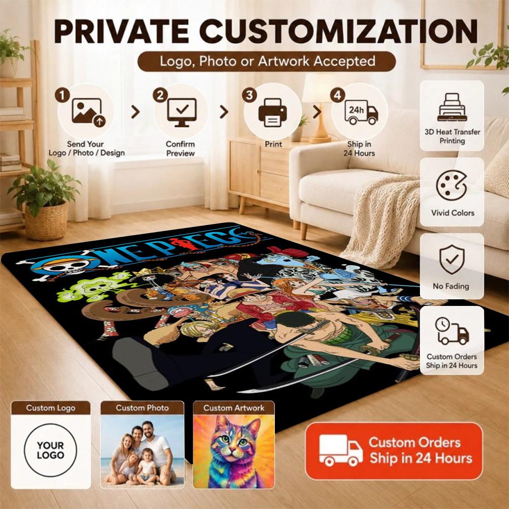 Straw Hat Pirates' Adventure Rectangular Rug Soft Nonslip Carpet For Living Room Play Area Hallway Home Decor Memorial Gift