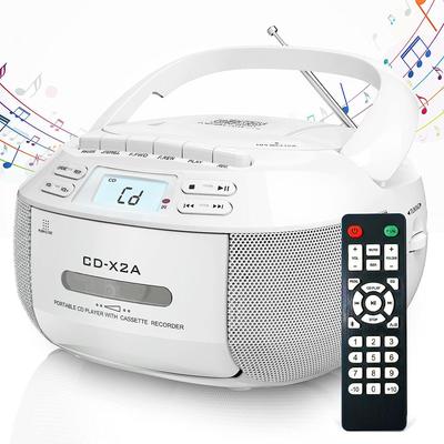 Przenośne radio kasetowe Bluetooth i odtwarzacz CD z USB, funkcją nagrywania i powtarzania A-B