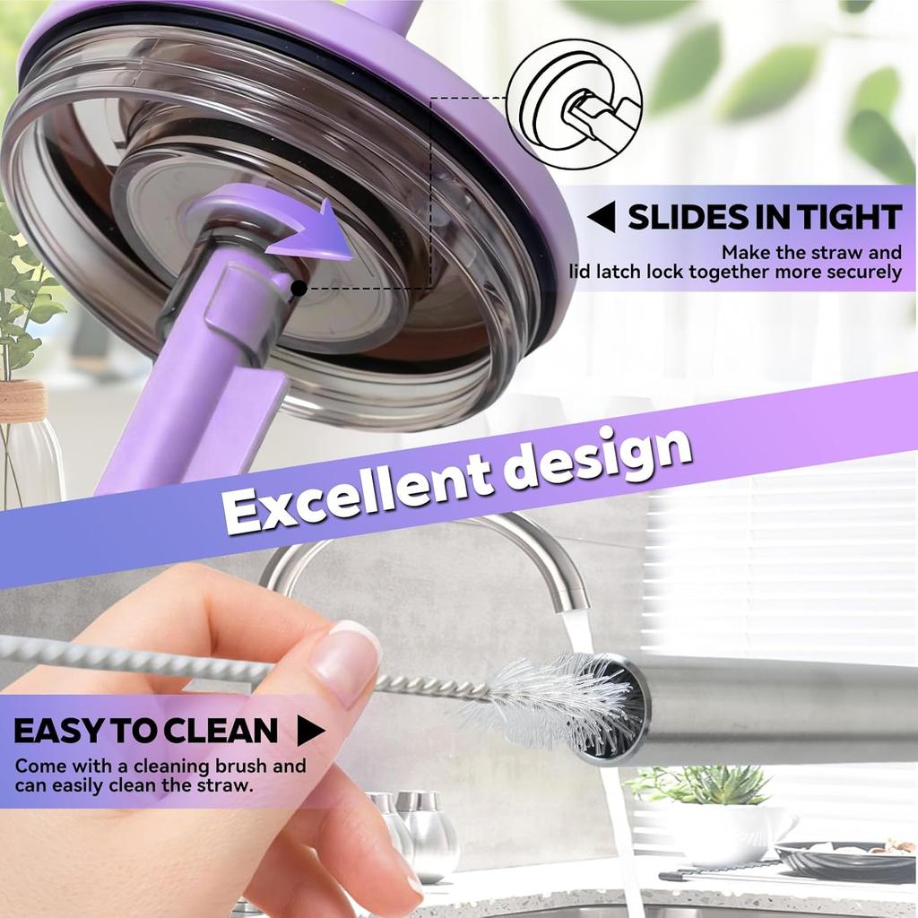 Replacement Straws Compatible With Brümate Era 40 Oz Tumbler, Include 4pcs Tumbler Straw Cover Cap and 4pcs Reble Straw with 1 Cleaning