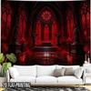 2D Flat, 2D Flat Print 1pc Tapestry Gothic Red Rose Window Chapel Tapestry, Dark Fantasy Decor Suitable for Vintage Themed Durable Suitable for Bars, 