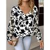 Elegant Autumn and Winter, Bohemian, Western-style Versatile Pullover V-neck Long Sleeved Women's Top, Trendy Women's Knitted Sweater