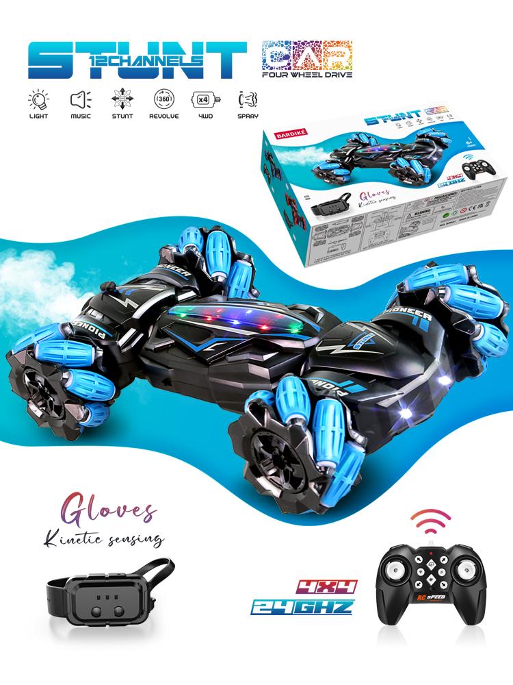 2.4g Four-Wheel Drive Spray Remote Control Stunt Car Colorful Led Light Gesture Sensor Independent Control Sound and Light Cool