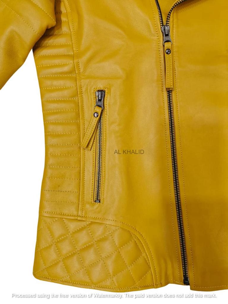 Handmade Men's Jacket Yellow Leather Genuine Lambskin Stylish Motorcycle Soft Fit