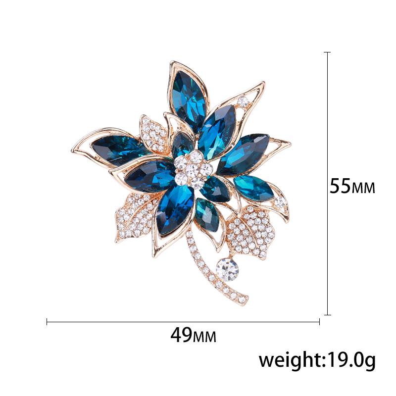 Luxury Rhinestone Crystal Flower Brooches for Women Pearl Plant Pins Necklace Event Party Gifts Decoration Clothes Accessories
