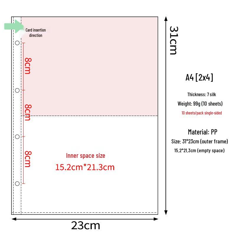 Transparent A4 and A5 Card Album Refills: 4-Pocket, 9-Pocket, 4-Inch Photo Pages