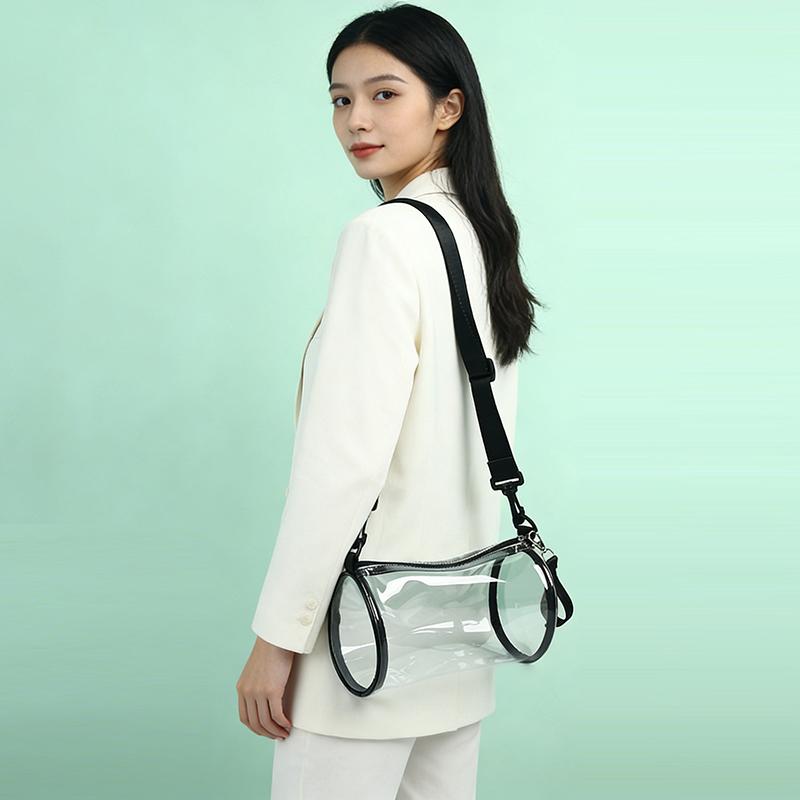 Transparent Laser Crossbody Bag For Women Cylindrical Fashion Mini Shoulder Messenger Bag PVC Jelly Small Tote Bag