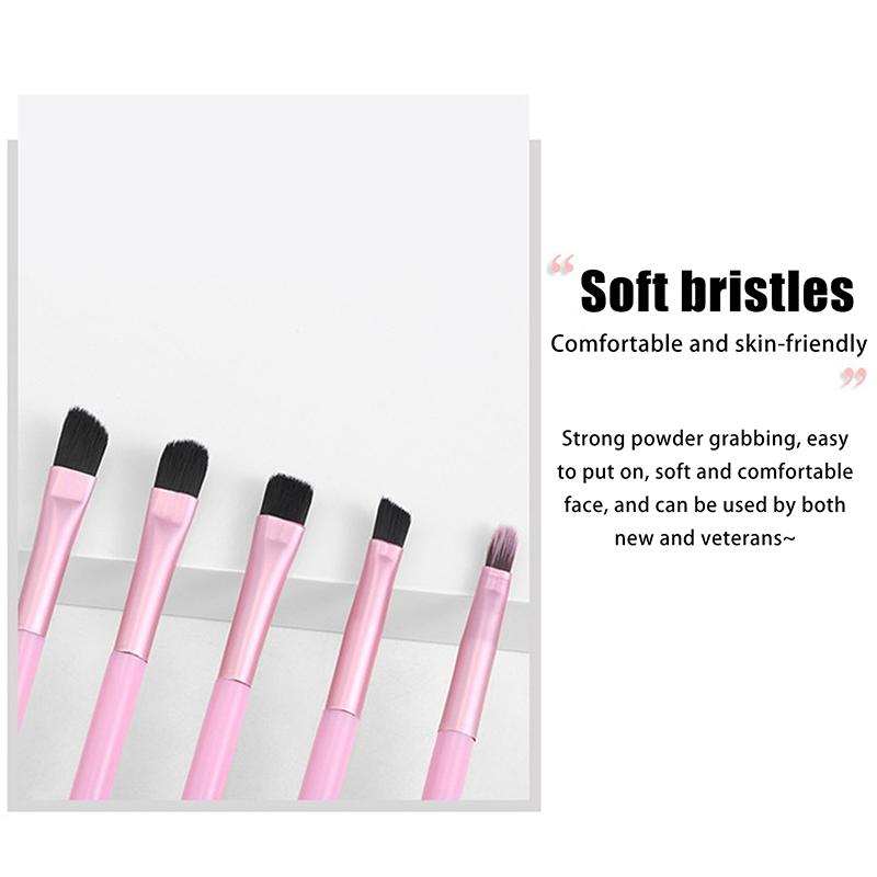 Cosmetic Brushes Eye Shadow Brush 5PCS Travel Portable Mini Eye Makeup Brushes Set Smudge Eyeshadow Eyeliner Eyebrow Brush Lip