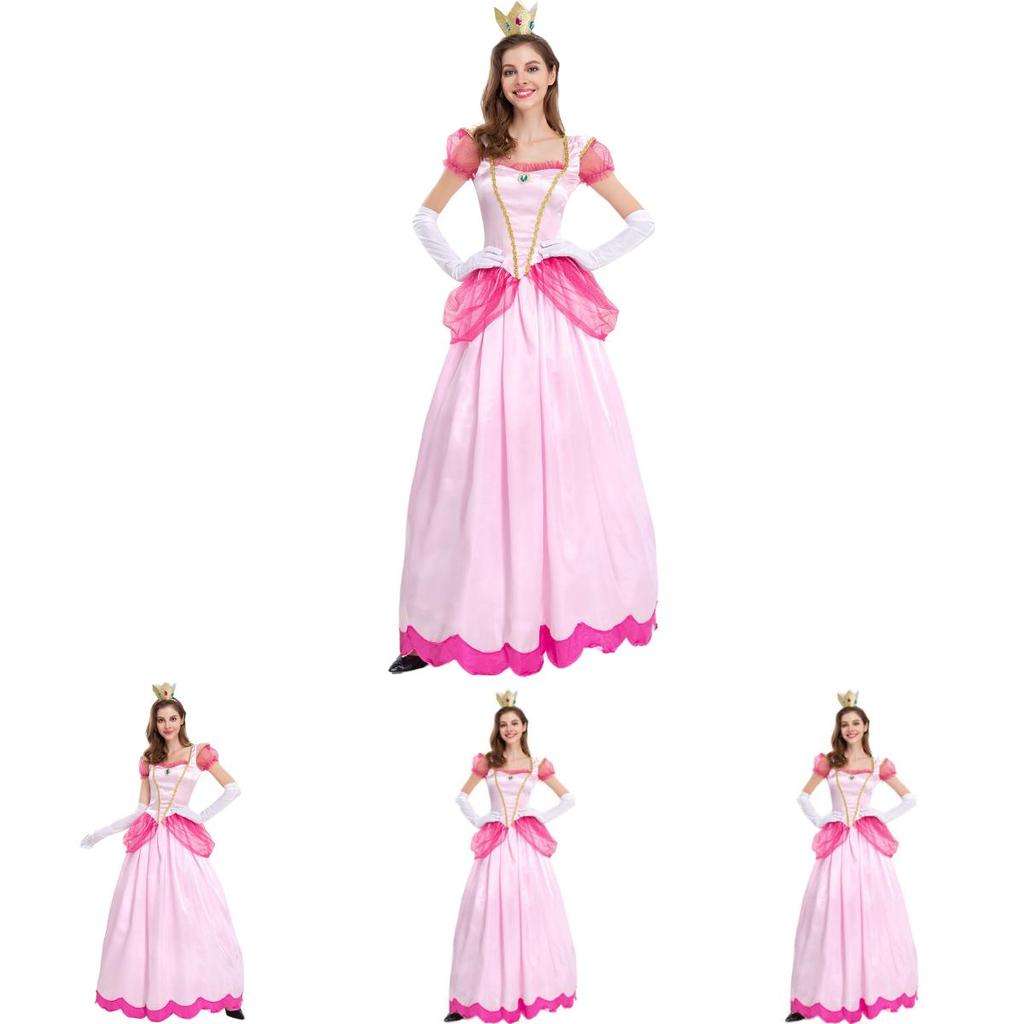 Mario Prinzessin Kostümkleid mit Lycra-Stoff für Halloween-Bühnenauftritte